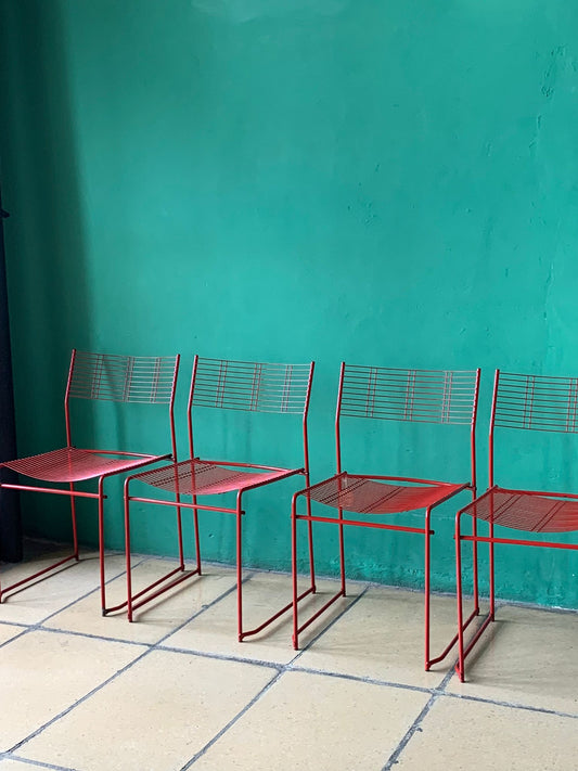 Chaises métal rouge