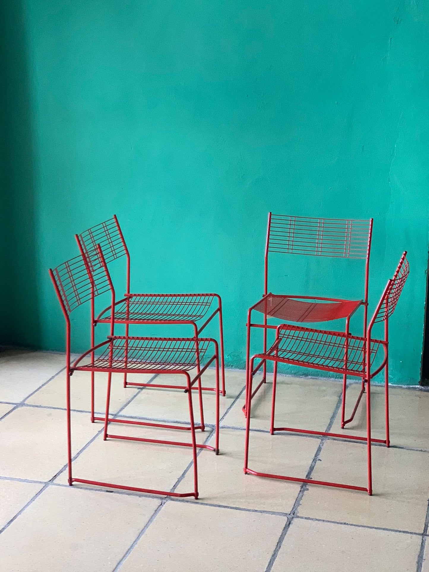Chaises métal rouge