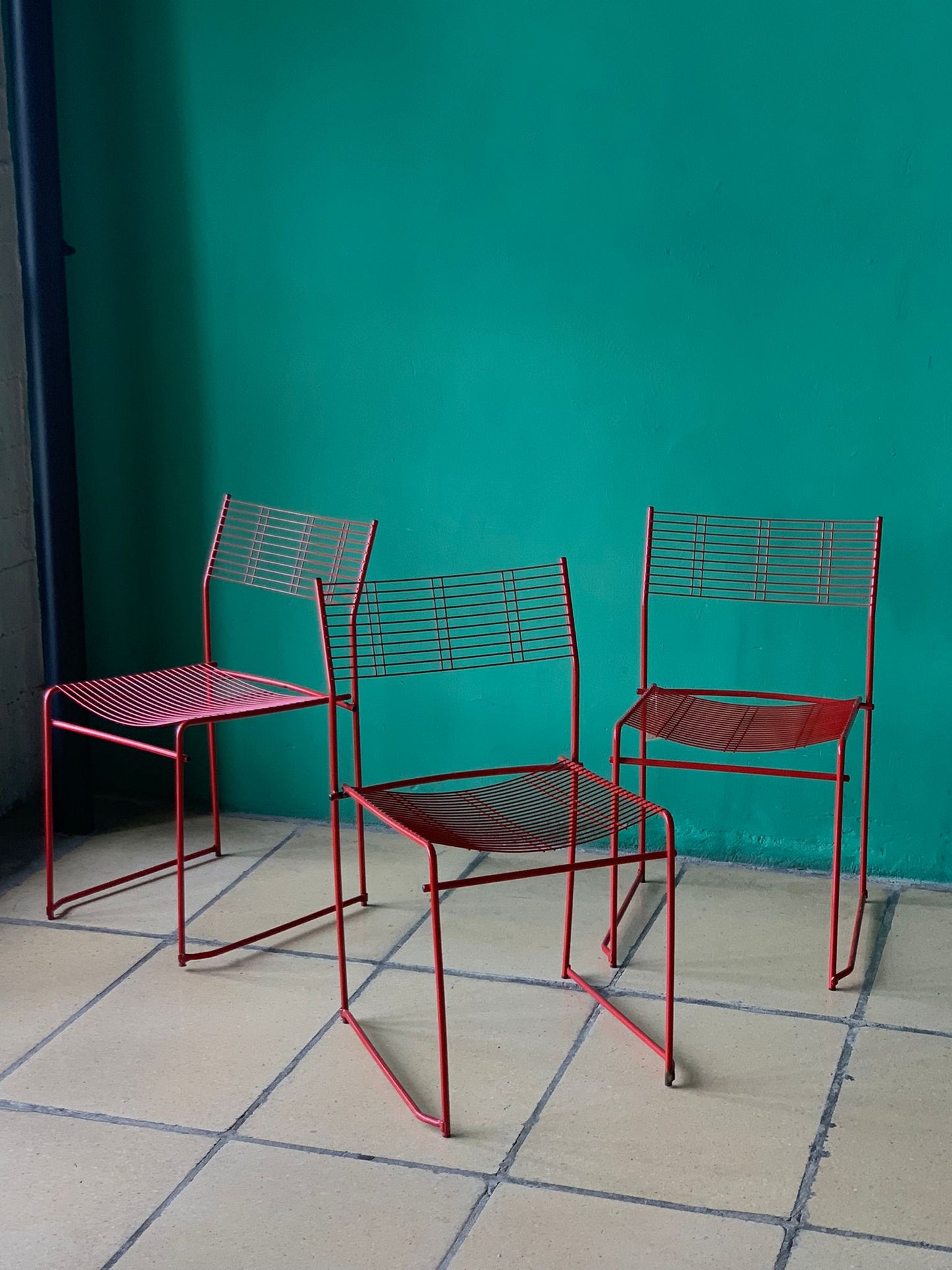 Chaises métal rouge