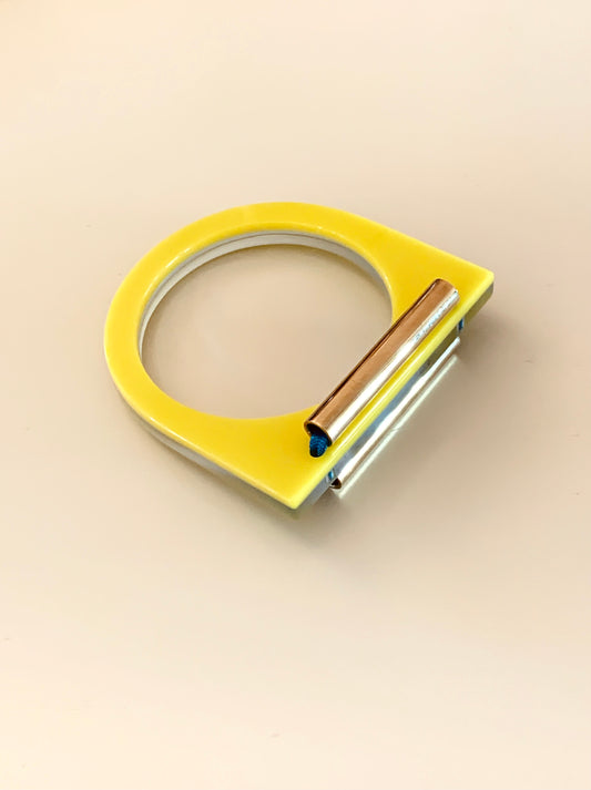 Bracelet Manchette Plexiglas et Laiton doré
