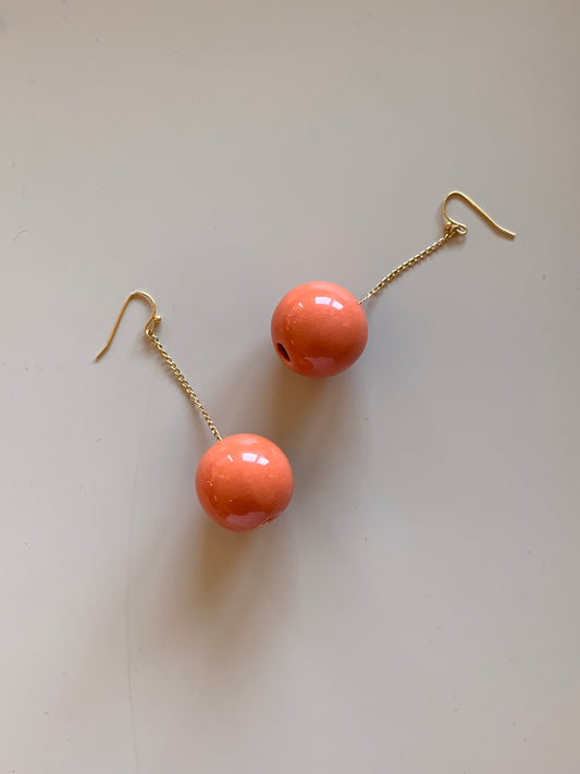 Boucles d'oreilles Tac-Tac Grandes perles corail