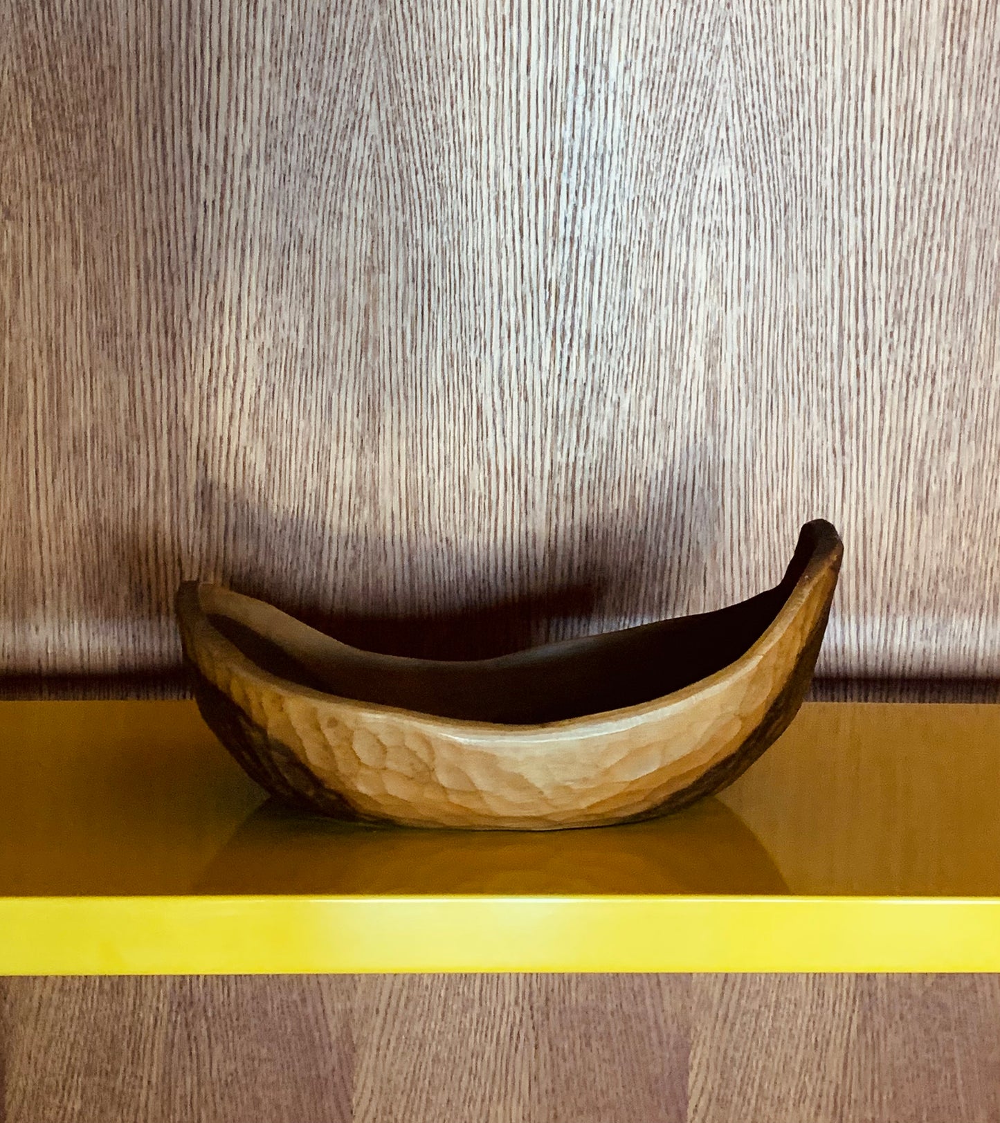 Corbeille à fruits - Pirogue en bois sculpté