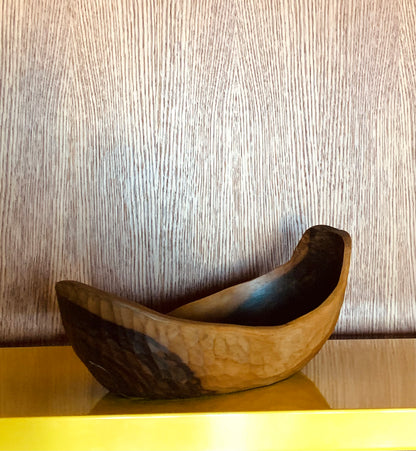 Corbeille à fruits - Pirogue en bois sculpté