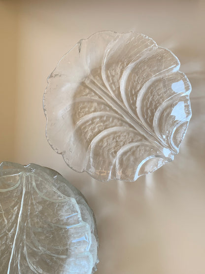 6 assiettes feuilles en verre