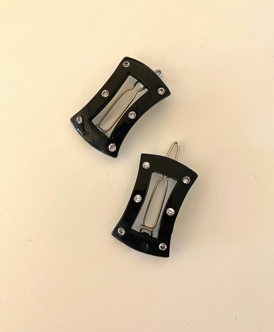 Barrettes noires à strass