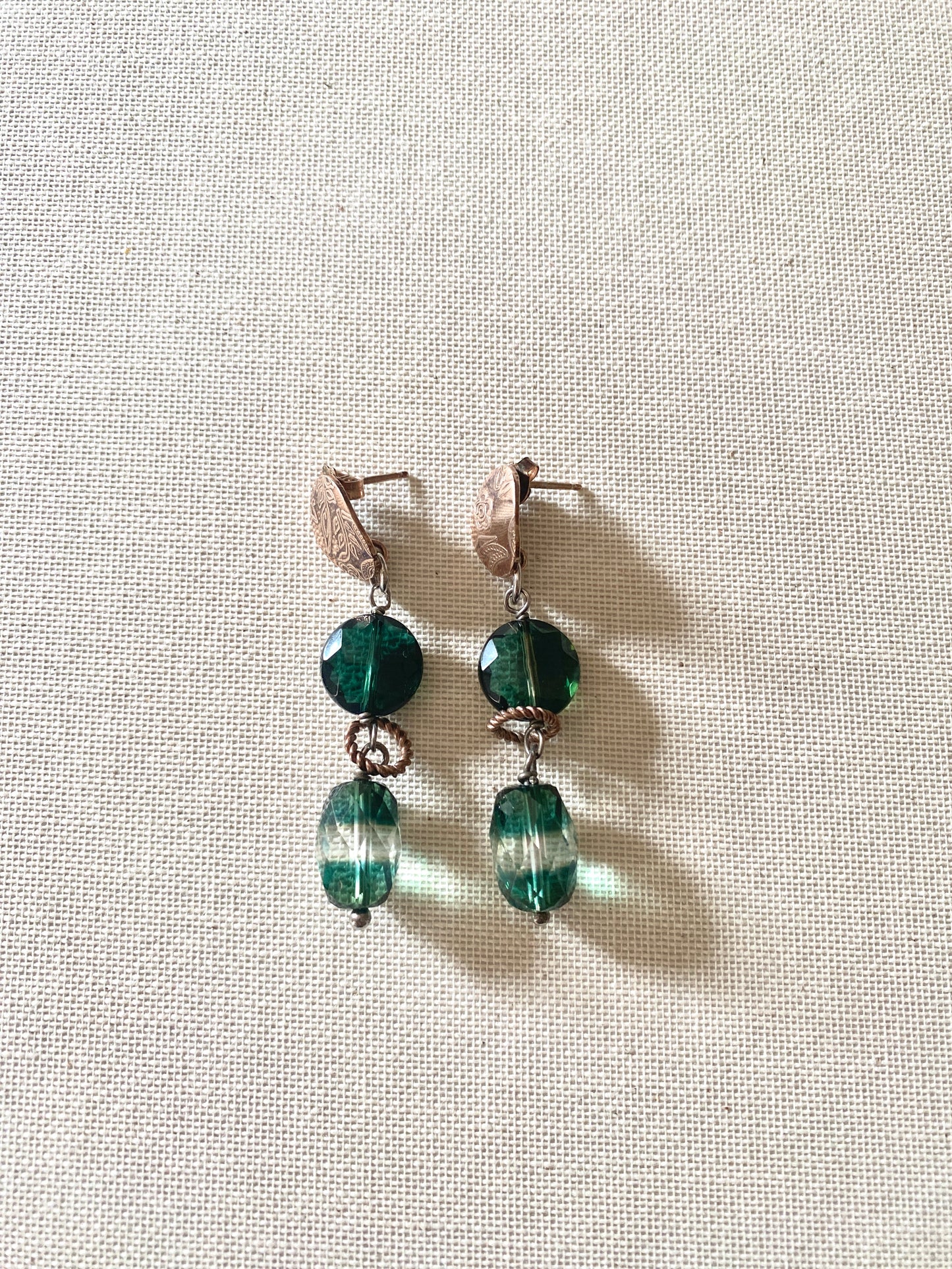 Boucles longues vertes et argent