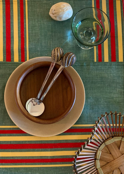 Sets de Table en coton upcyclé vert rayé jaune et rouge