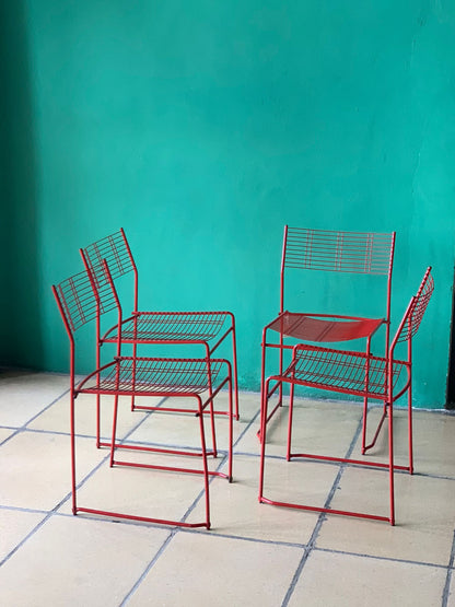 Chaises métal rouge