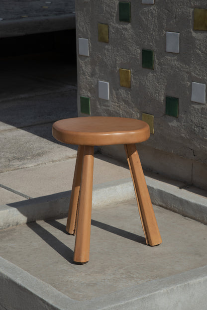 Tabouret gainé cuir naturel